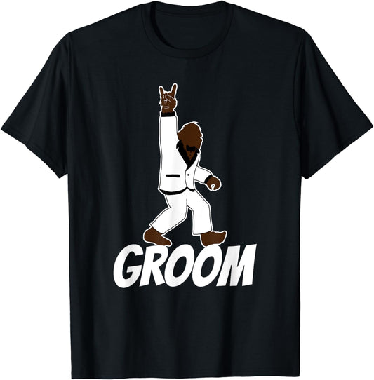 Bigfoot Rock and Roll Wedding Party Gift for Groom T-Shirt