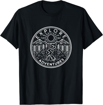 Retro Nature Landscape Explore Adventures Camper T-Shirt