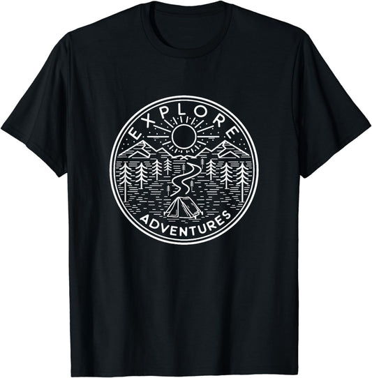 Retro Nature Landscape Explore Adventures Camper T-Shirt