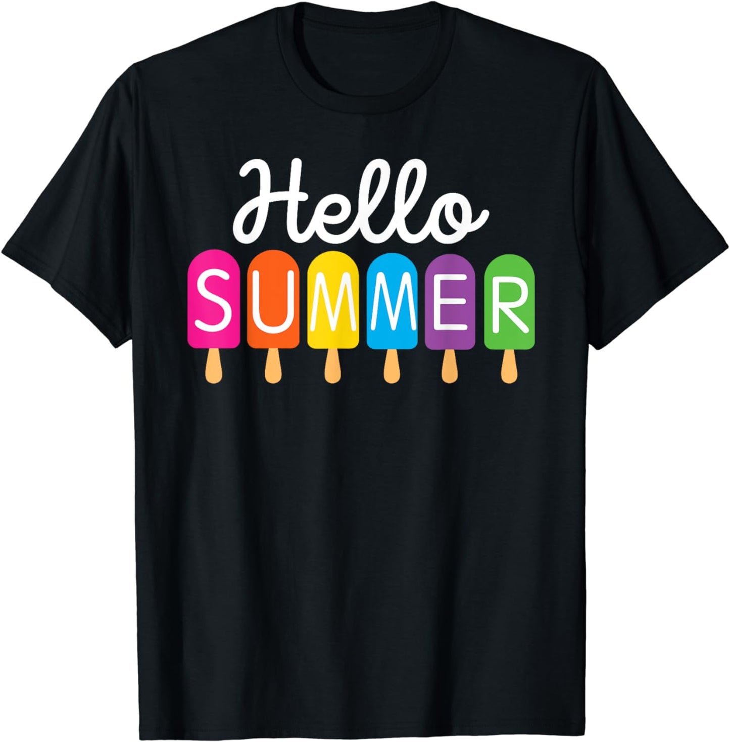 Hello Summer Vacation Beach Ice Cream Popsicle Summer Vibes T-Shirt