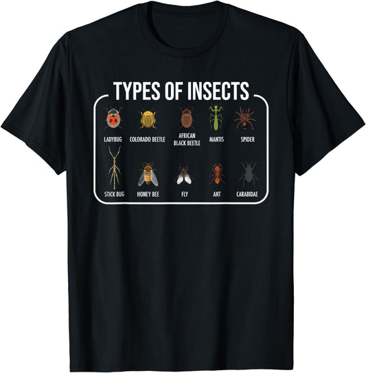 Types Of Insects Bug Identification Science T-Shirt