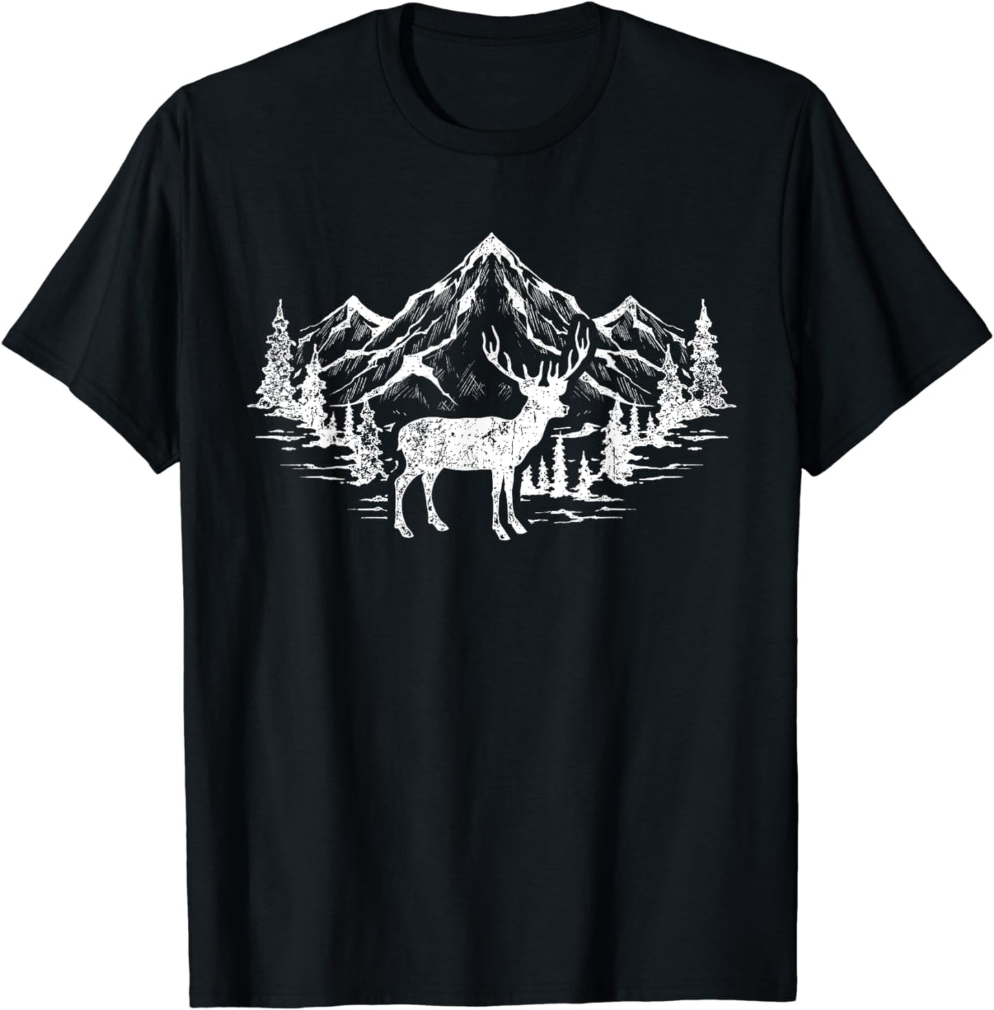 Outdoor Forest Animal Wildlife Mountains Nature Trees Deer T-Shirt