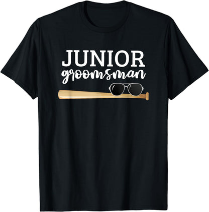 Junior Groomsman Baseball Bat Wedding Party Jr Boys Gift T-Shirt