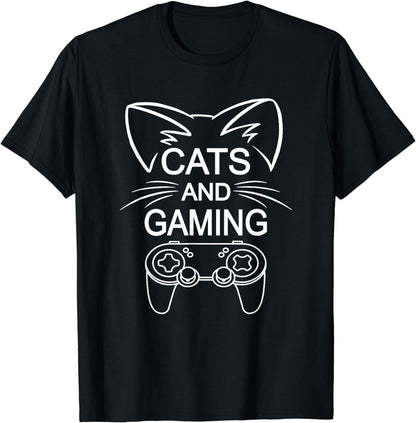 Cats And Gaming Funny Cat Lover Gaming Gift Gamer T-Shirt