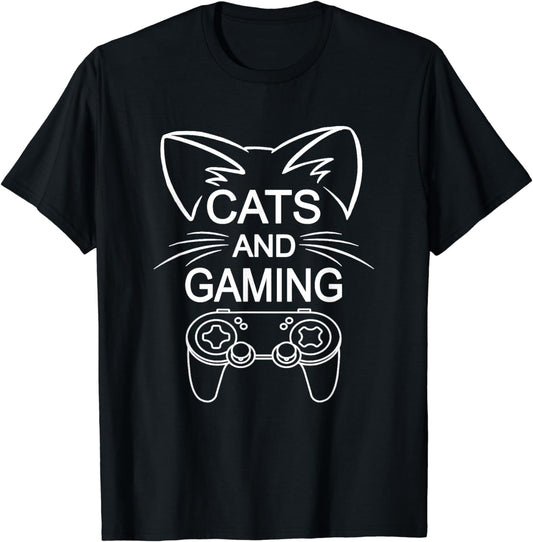 Cats And Gaming Funny Cat Lover Gaming Gift Gamer T-Shirt