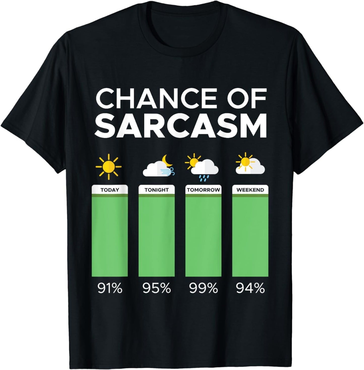 Funny Weather Chance Of Sarcasm Humor Fun Sarcastic Gift T-Shirt