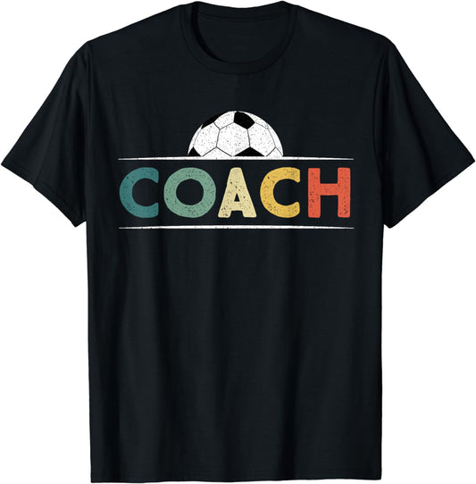 Soccer Coach Gifts Funny Retro Vintage Soccer Ball Coaching T-Shirt