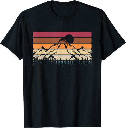 Wildlife Mountains Trees Hiking Outdoors Nature Retro Forest T-Shirt