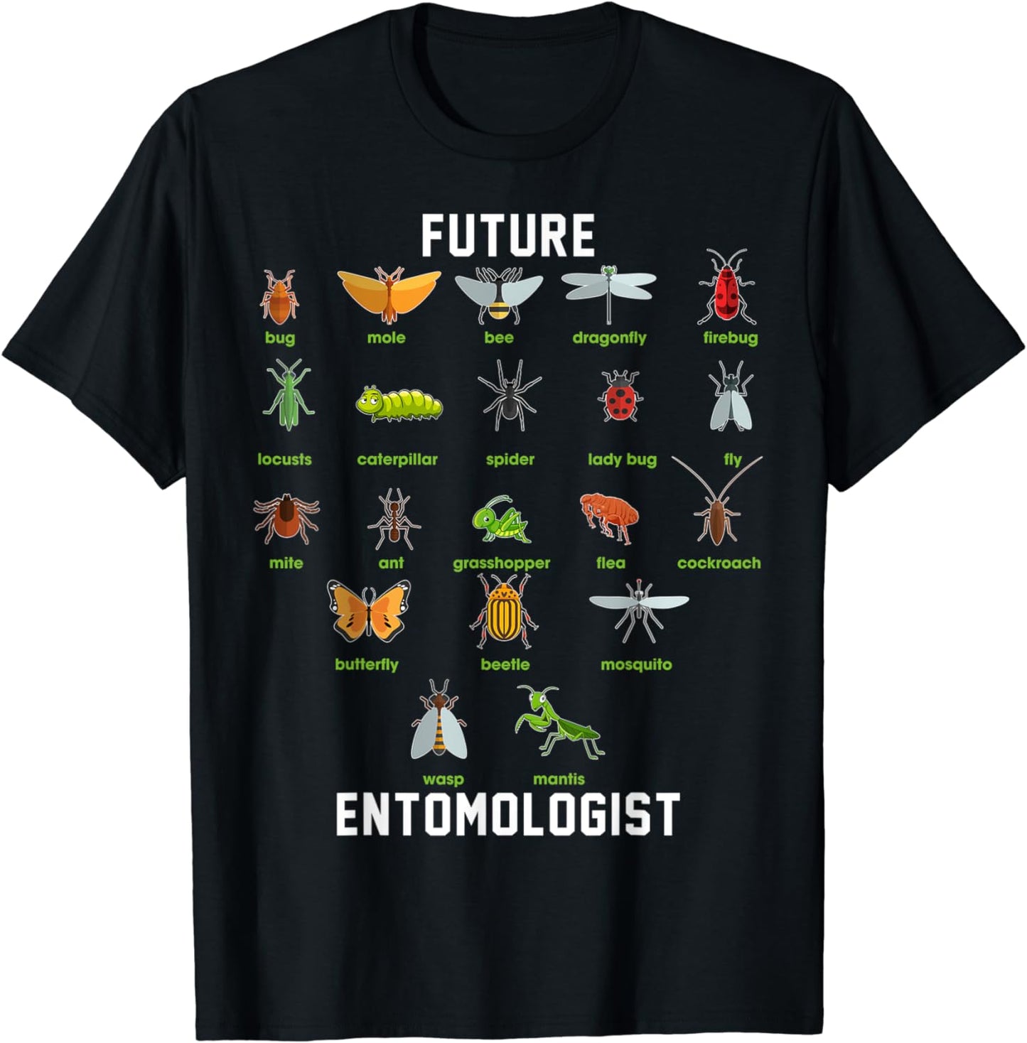 Th Future Entomologist Insect Chart Costume Types Of Bugs T-Shirt