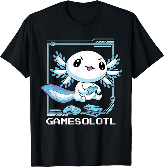 Gamer Axolotl Shirt Gamesolotl Fish Gaming Video Gamer Anime T-Shirt