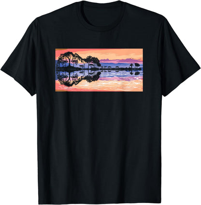 Guitar Forest Lake Shadow Reflection - Guitarist & Camper T-Shirt