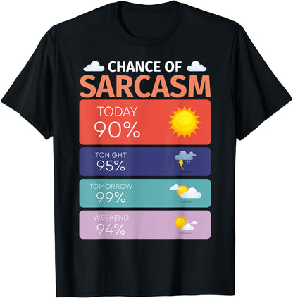Funny Sarcastic Humor Chance Of Sarcasm Weather Men Women T-Shirt