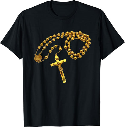 Holy Rosary Beads Catholic Religion Faith Mama Mary Devotion T-Shirt