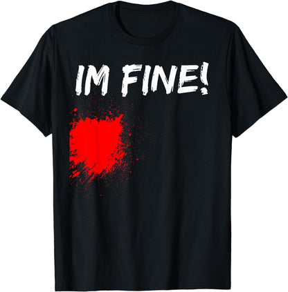 I'm Fine Movie Halloween Zombie Shark Bite Sarcastic Party T T-Shirt