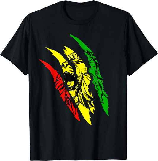 Reggae Lion Of Judah T- Shirt Jamaican Roots Rasta African T-Shirt