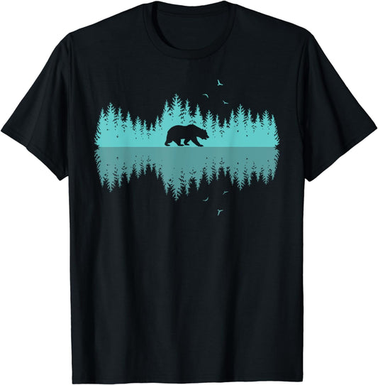 Trees Reflection Bear Wildlife Forest Nature Animal Outdoor T-Shirt