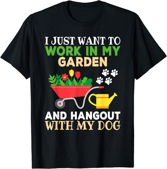 Funny Gardening Dog Lover Gardener Garden Plants T-Shirt
