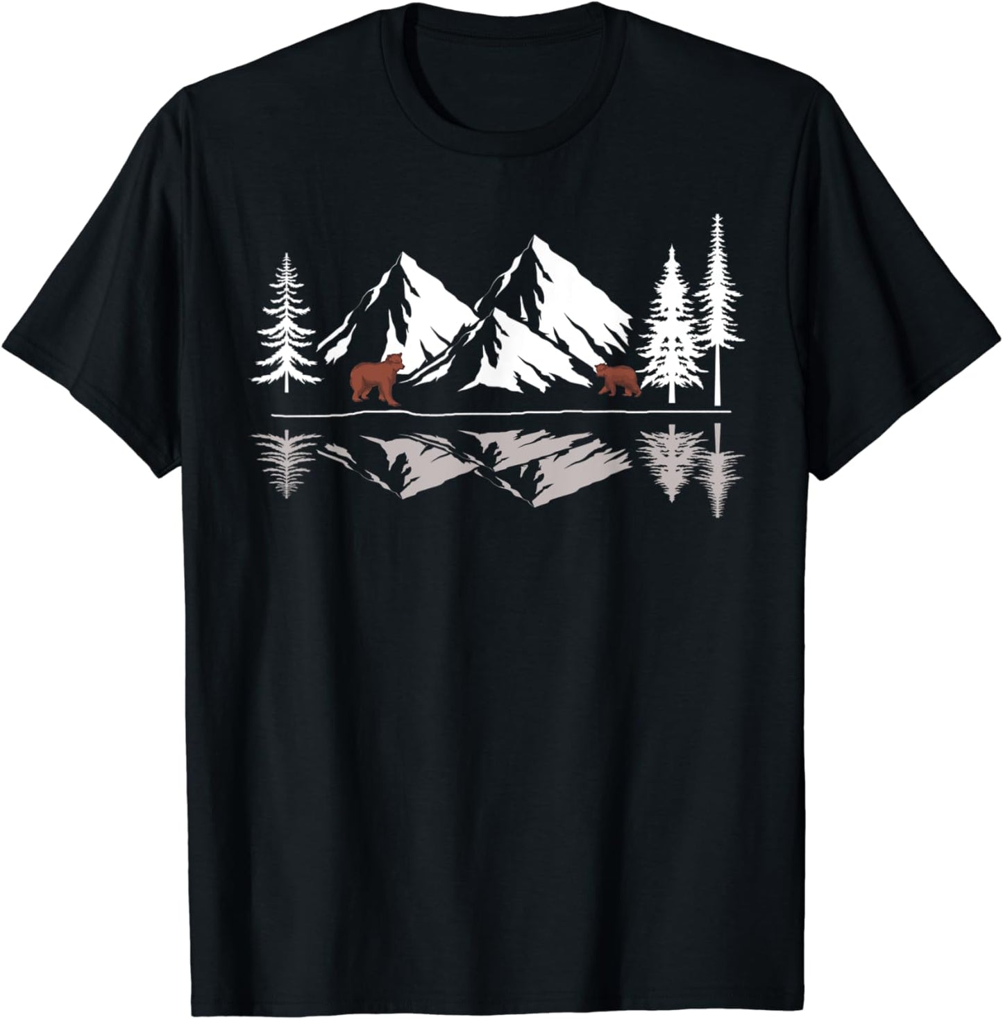 Outdoor Mountains Reflection Forest Animal Bear Nature T-Shirt