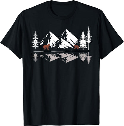 Outdoor Mountains Reflection Forest Animal Bear Nature T-Shirt