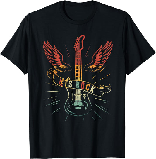 Lets Rock Rock n Roll Guitar Retro lovers T-Shirt