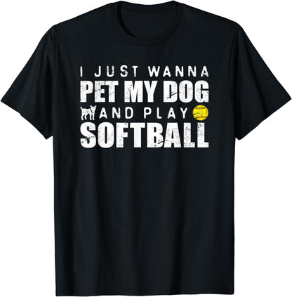 Girls Fastpitch Softball Funny Dog T-Shirt