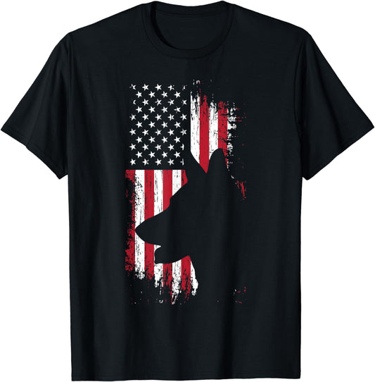 German Shepherd American Flag Shirt USA Patriotic Dog Gift T-Shirt