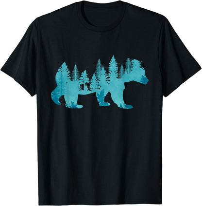 Nature Forest Mountains Trees Wildlife Animal Brown Bear T-Shirt