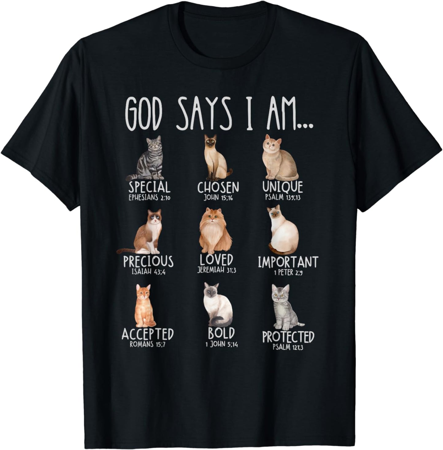 God says I Am Cat Mom Ever Christian Jesus Bible Verse Funny T-Shirt