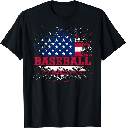 American Flag Baseball Boy Softball T-Shirt