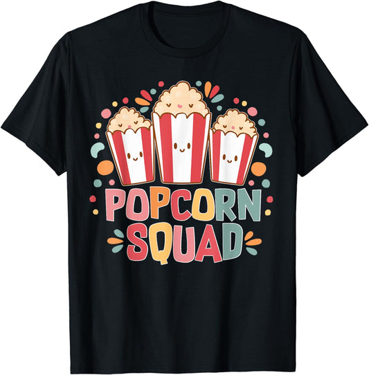 Popcorn Squad Funny Matching For Girls Cinema Movie Night T-Shirt