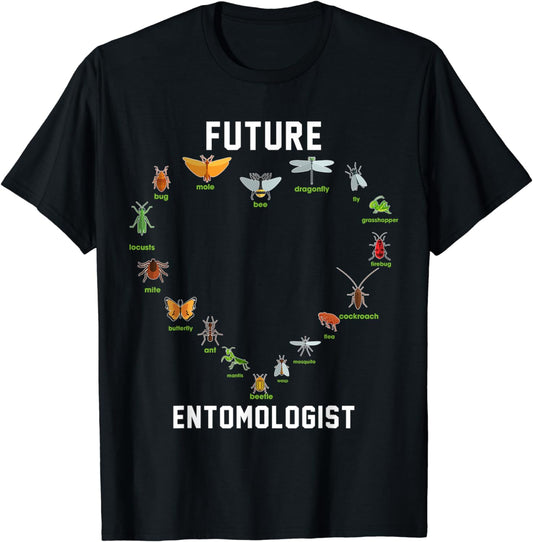 Th Future Entomologist Insect Chart Types Of Bugs Costume T-Shirt