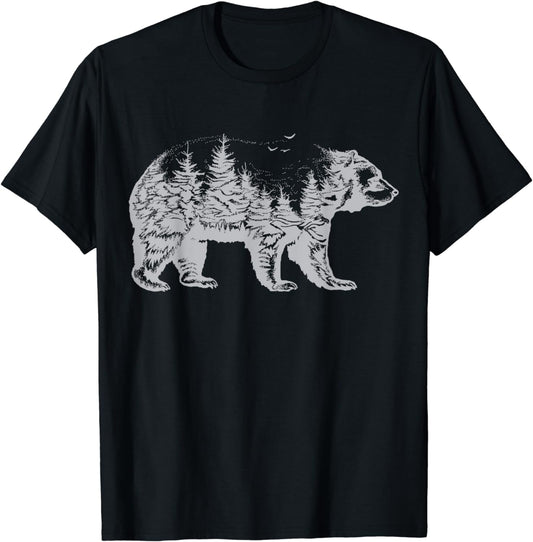 Bear silhouette forest nature for lovers of animal wildlife T-Shirt