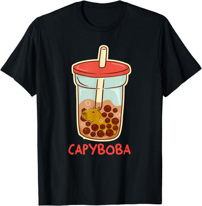 capybara gifts, capyboba boba milk tea, lovely animal T-Shirt
