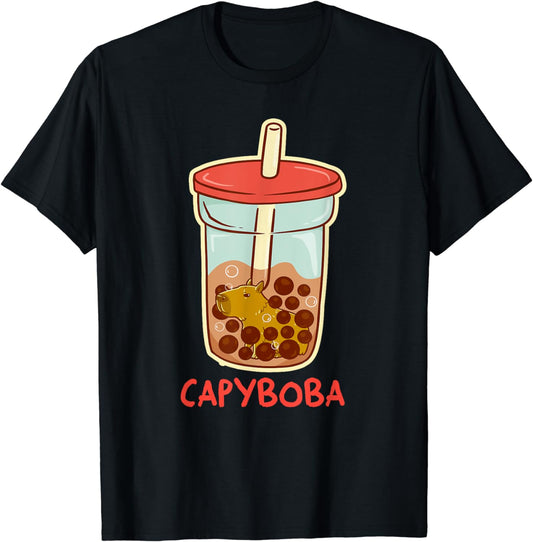 capybara gifts, capyboba boba milk tea, lovely animal T-Shirt