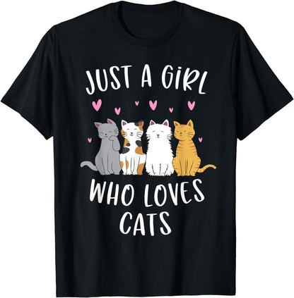 Just A Girl Who Loves Cats Cute Cat Lover T-Shirt