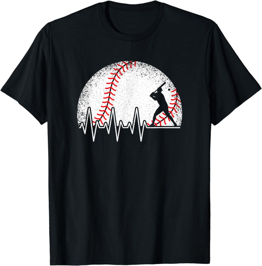 Funny Baseball Heartbeat Baseball Player T-Shirt