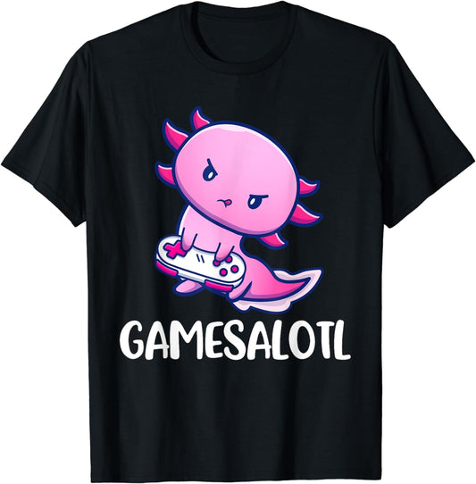 Gamesalotl Axolotl Cute Playing Video Game T-Shirt