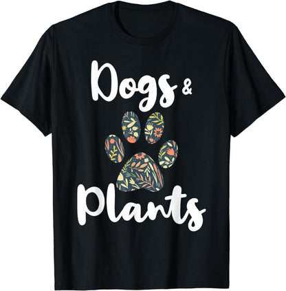 Dogs and Plants Shirt Plant Pattern Plant Lover Dog Lover T-Shirt