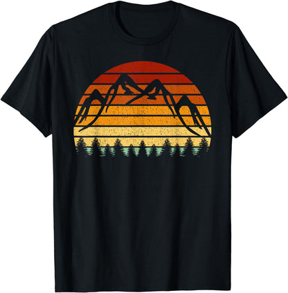 Vintage Sunset Mountains Gift For Nature Loving Mountaineers T-Shirt