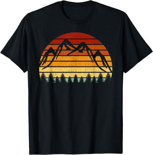 Vintage Sunset Mountains Gift For Nature Loving Mountaineers T-Shirt