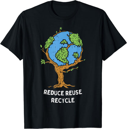 Earth Day Reduce Reuse Recycle Planet Tree T-Shirt
