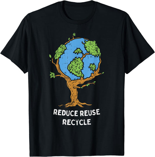 Earth Day Reduce Reuse Recycle Planet Tree T-Shirt