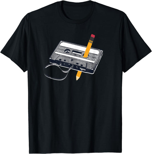 80s Cassette Tape Pencil 1980s Retro Vintage Throwback Music T-Shirt