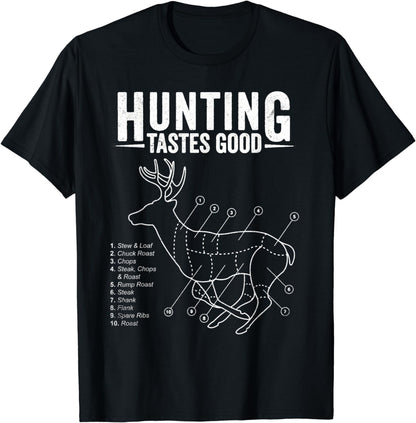Deer Hunting Whitetail Buck Meat Cut Chart Funny Hunter T-Shirt