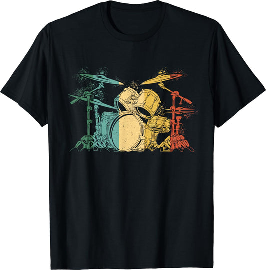 Drummer Retro Vintage Drum Set Drumset Drummers Men Drumming T-Shirt