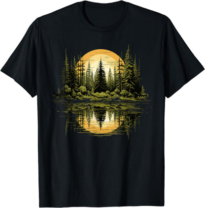 Nature Reflection Forest Trees Outdoor Wildlife T-Shirt