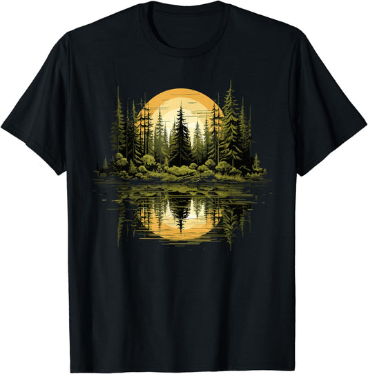 Nature Reflection Forest Trees Outdoor Wildlife T-Shirt