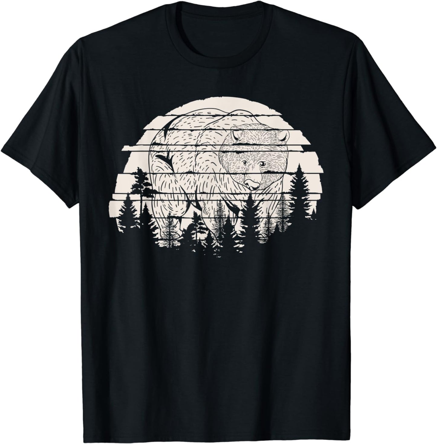 Outdoors Forest Trees Nature Animal Lover Retro Bear T-Shirt