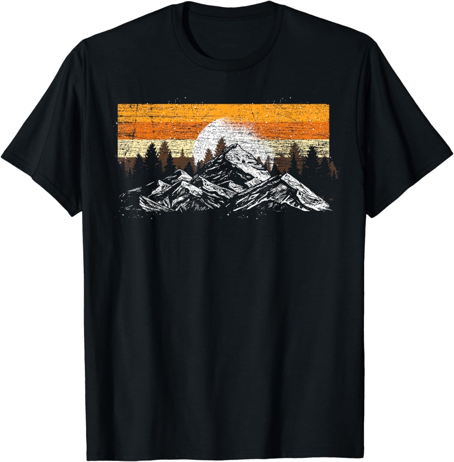 Full Moon Outdoor Nature Wildlife Mountains Retro Forest T-Shirt