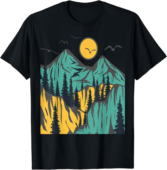 Wildlife Trees Outdoors Nature Retro Forest Hiking Novelty T-Shirt